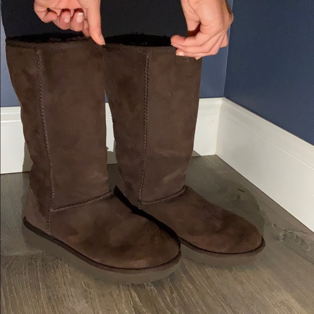 dark brown, tall Ugg boots